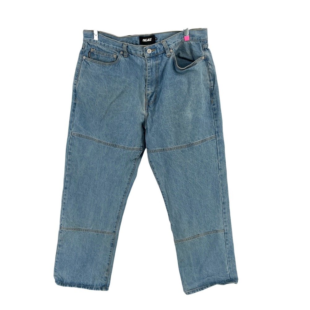 Palace Skateboards Panel Jean Mens 36 Blue Light Wash Double Knee Wide Leg Baggy
